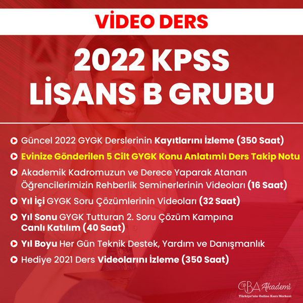 2022 KPSS LİSANS B GRUBU (VİDEO DERS)