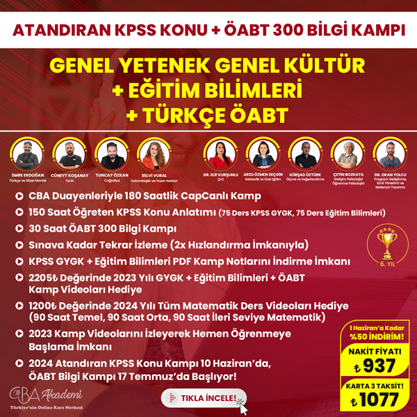 2024 KPSS GYGK, Eğitim Bilimleri Atandıran Konu ve Türkçe ÖABT 300 Bilgi Kampı
