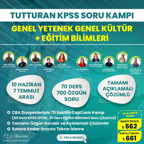 2024 KPSS GYGK ve Eğitim Bilimleri Tutturan Soru Kampı