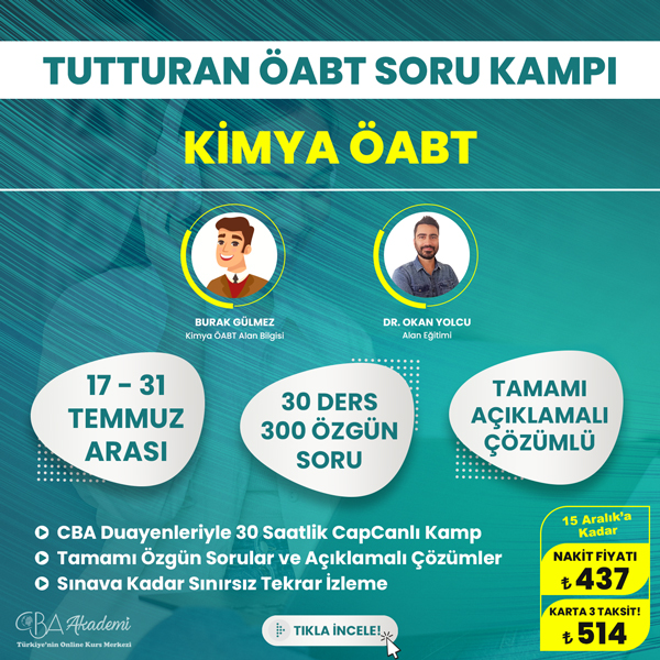 2024 Kimya ÖABT Tutturan Soru Kampı